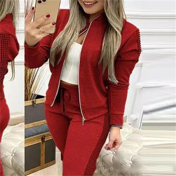 Herbst Winter Zweiteilige Outfits für Frauen Mode Pailletten Zipper Mantel Tops Kordelzug Hosen Set Lässige Schweiß Anzüge SS