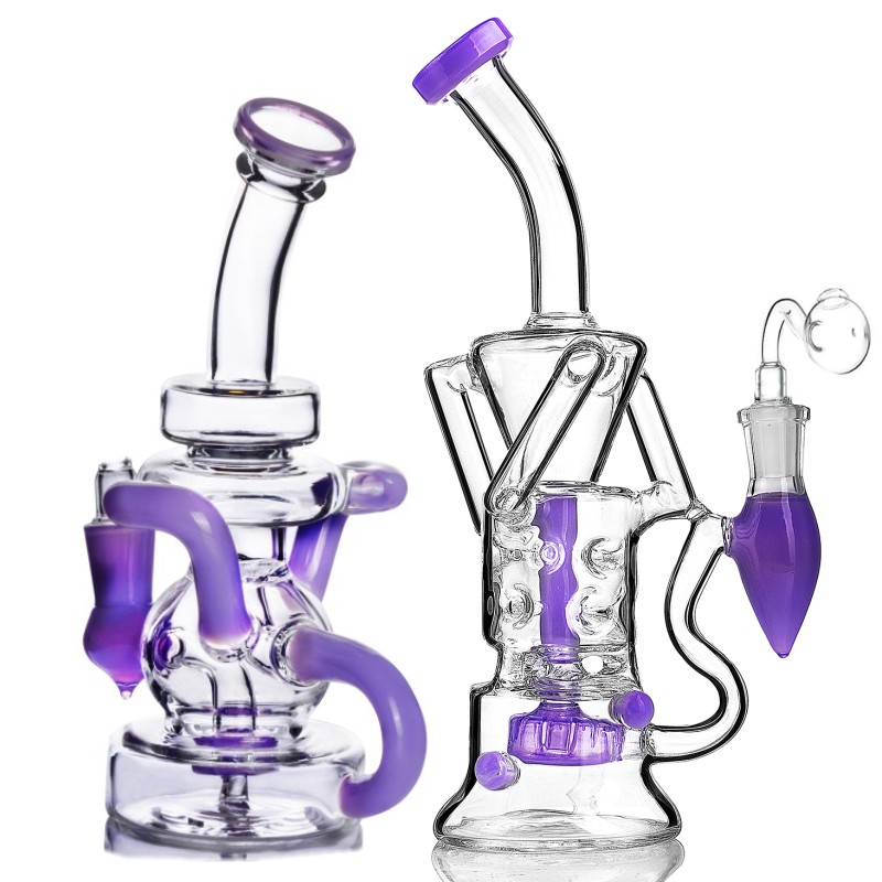 Nuovi bong dritti in vetro spesso con tubi acqua in vetro a doppio albero Perc con banger femmina da 14 mm Disponibile 1 pezzo di bruciatore a nafta