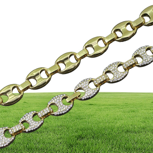 Hip Hop 12mm Gold Silver Color Plated Iced Out Puff Marine Anchpr Chain Link Bling Necklace for Men27284087039