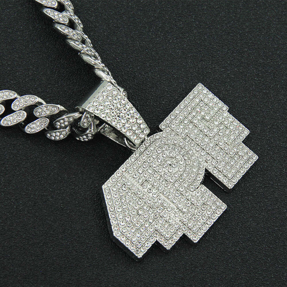 Pendentif lettre numérique en diamant personnalisé et créatif pour hommes, vêtements de danse de rue Hip Hop, collier à chaîne cubaine