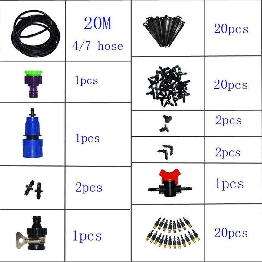 Wxrwxy conjunto de ferramentas de jardim sistema de rega de jardim bocal de nebulização de latão 4 7 mangueira de irrigação por gotejamento para estufa 1 conjunto T200530290o