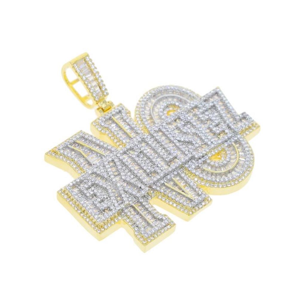 Cadenas Full CZ Piedra pavimentada Sin excusa Colgante inicial Chapado en oro Color de plata para mujeres Hombres Hip Hop Charm Collar Joyería con Ch247H