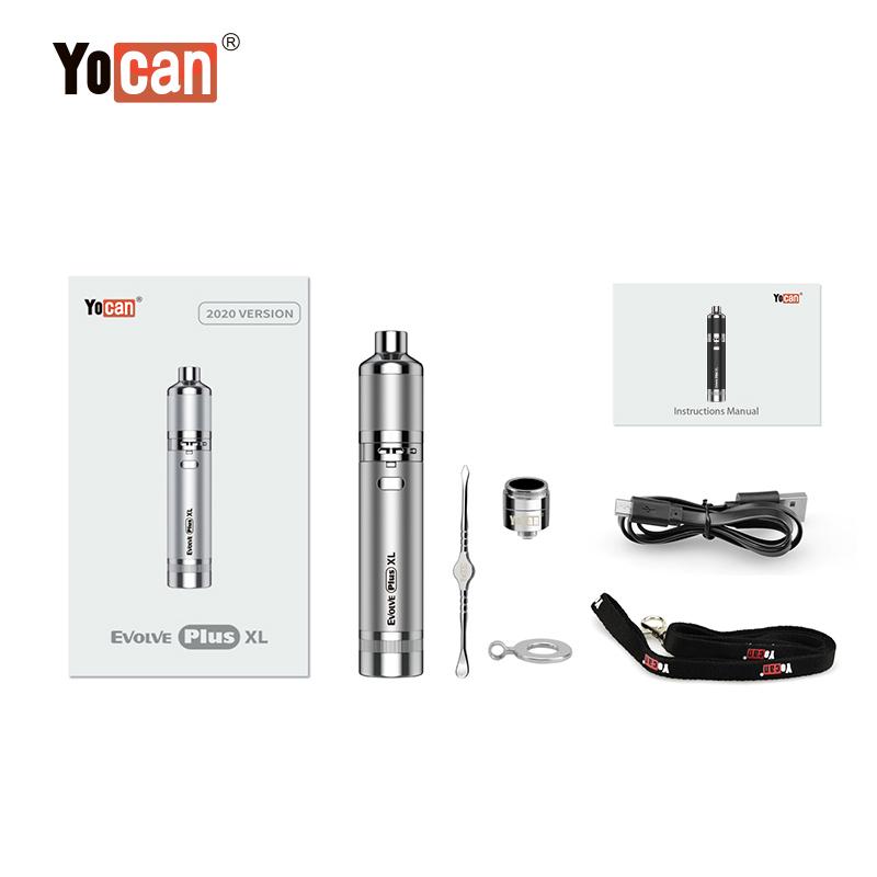 Authentic Yocan Evolve Plus XL Kit E Cigarette Wax Vaporizer 1400mAh Battery Dry Herb Vape Dab Pen Quad Coil In Stock Pen