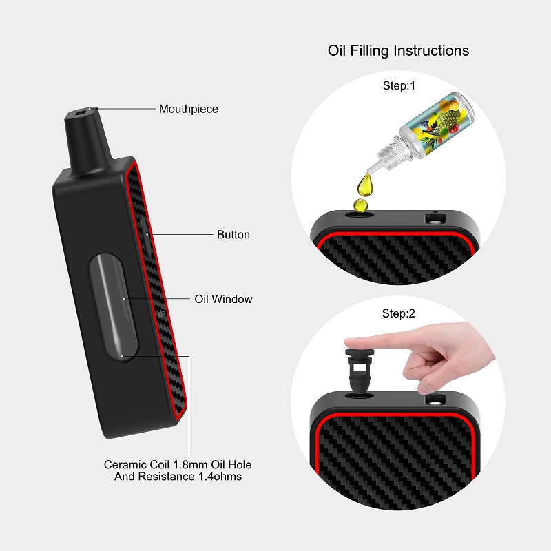 USAタンクIMINI C18使い捨てベイプボックスUSB充電デバイス4.0ml 5.0ml黒い空のオイル蒸気装置380MAHセラミックコイル調整可能電圧2.7V D8 VAPE PEN OEM ODMサポート