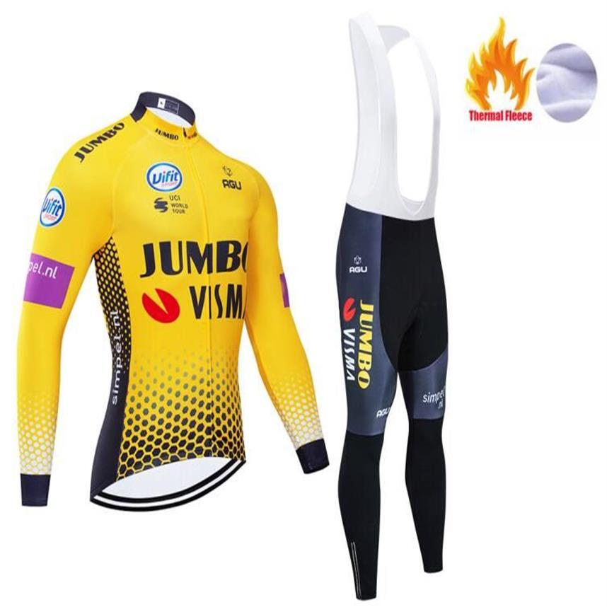 Inverno 2022 JUMBO Giallo SQUADRA di CICLISMO Jersey 19D Pantaloni Da Bici Set Ropa Ciclismo MENS Pile Termico Pro BICICLETTA Jersey Maillot wea206m