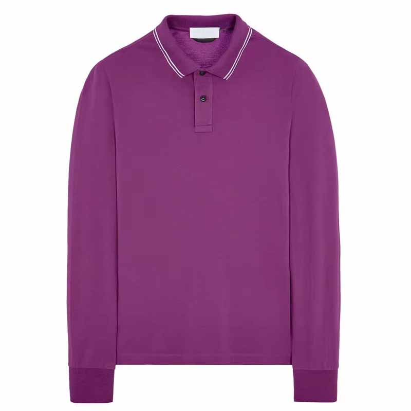 Polo d'été pour hommes Chemise décontractée à revers Printemps et été Manches longues Étiquette de poitrine Col ample Designer Haut de couleur unie Taille asiatique Polos Topstoney