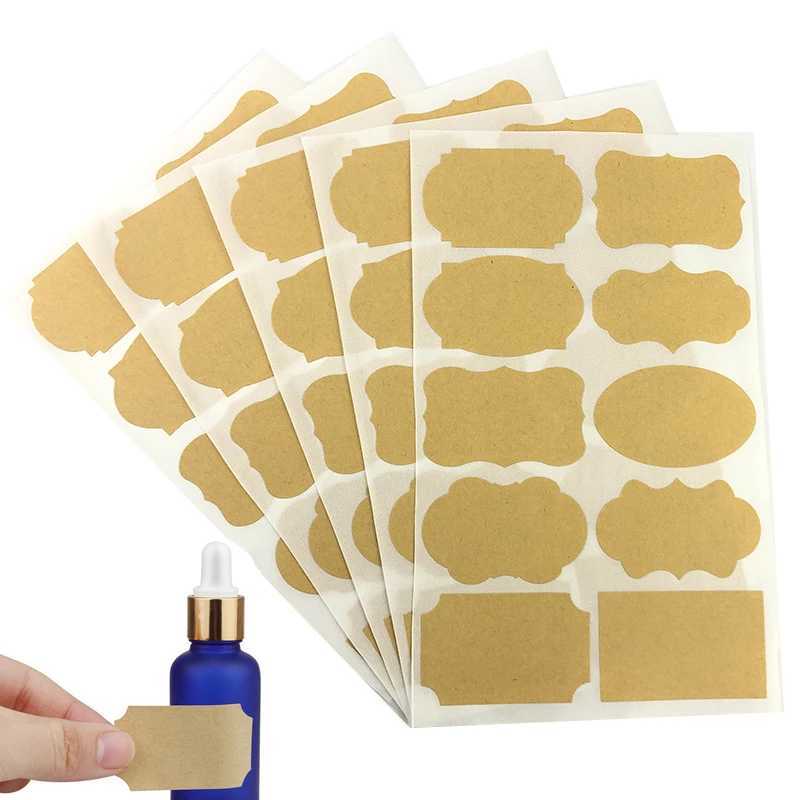 100 stks Fancy Kraftpapier Etiketten Sticker Essentiële Olie Parfum Essentie Lotion Cosmetische Crème Fles Label Stickers Reizen