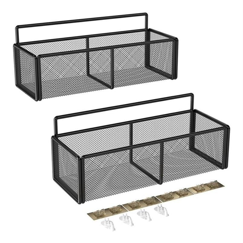 2-pack Douchewagen Mand Plankorganisator Wandmontage Roestvrij met 4 lijmen Zonder boren 220329231E