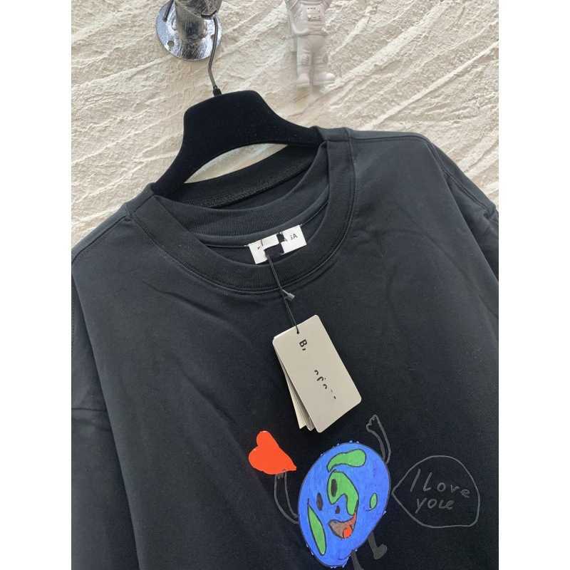 Designer sommar kvinnor t shirt shirt shirt high edition kärlek jord dubbel ärm fram bakifrån tryckt löst fit män kvinnor