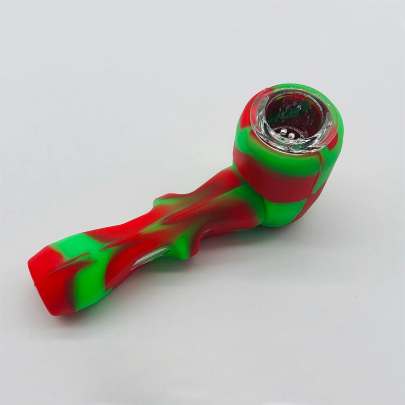 Colorful Silicone Protect Skin Glass Pipes Portable Removable Dry Herb Tobacco Filter Spoon Bowl Innovative Hand Smoking Cigarette Tube Holder