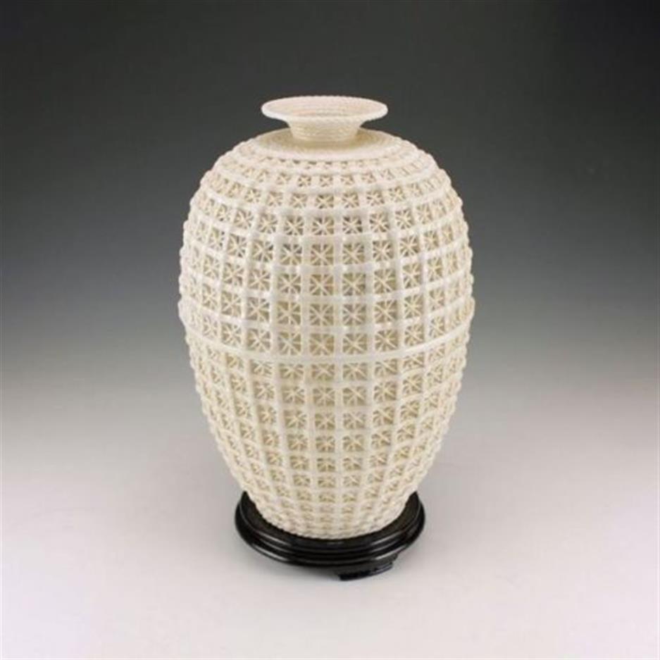 Rare Oriental antique handmade dehua ceramic hollow out big vase2032