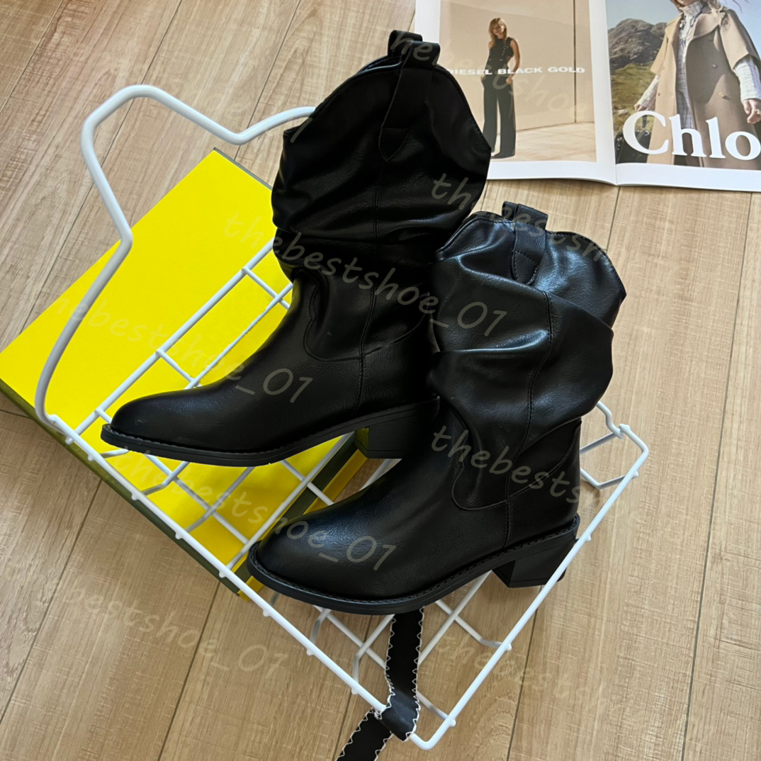 Stivali firmati Donna Stivali alti in pelle di vitello australiana Marchi di moda in pelle di lusso Stivali corti Stivali Chelsea Stivali da cowboy sexy