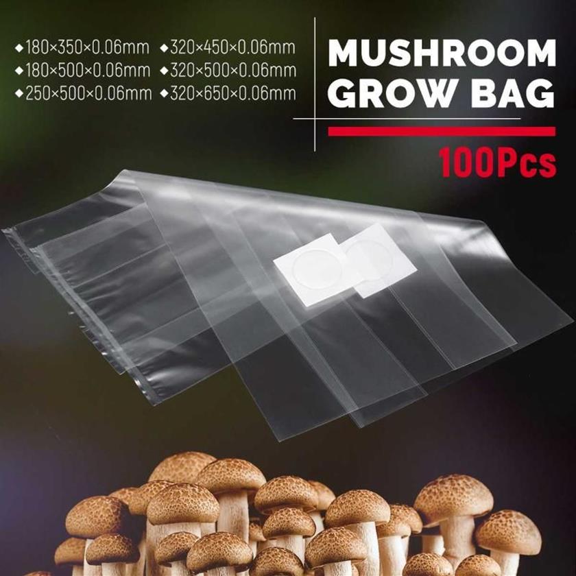 Pots de jardinières 100 pièces, sac de culture de champignons, substrat de médias de frai, haute température, fournitures de jardin pré-scellables, sacs de plantation en PVC ventilés 229c