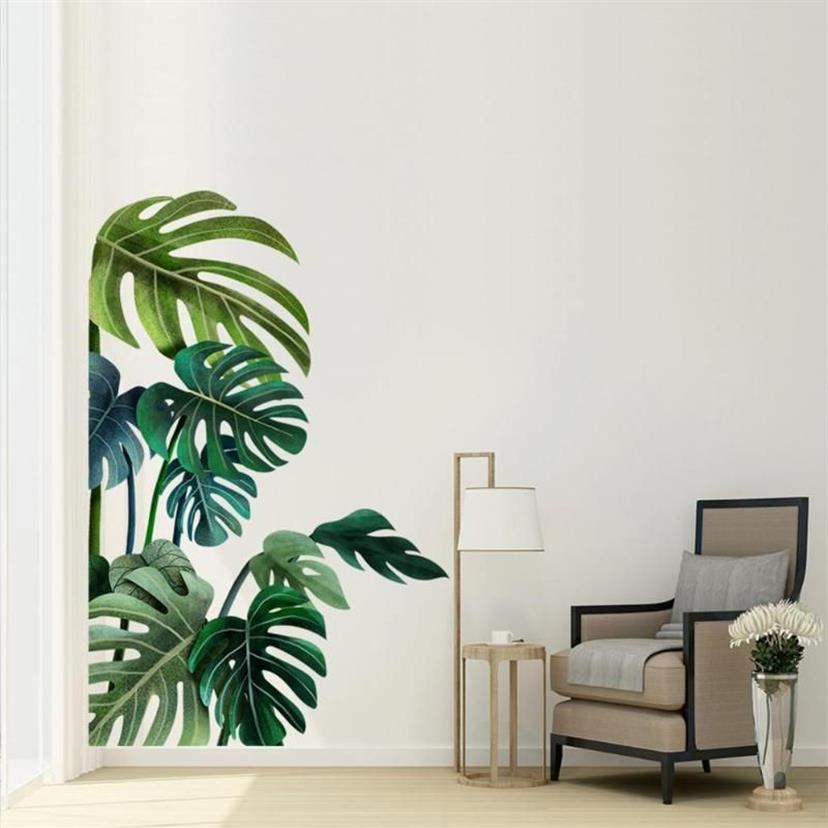 Adesivi murali 2 pezzi Adesivo foglie autoadesive PVC Pianta tropicale Sfondo Stile nordico Art Home Decor Whole299F