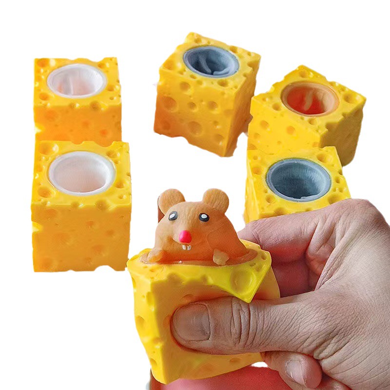 Pop Up Funny Mouse et Cheese Block Squeeze Anti-Stress Toy Cache-cache Chiffres Soulagement du stress Fidget Toys pour enfants Adultes DHL