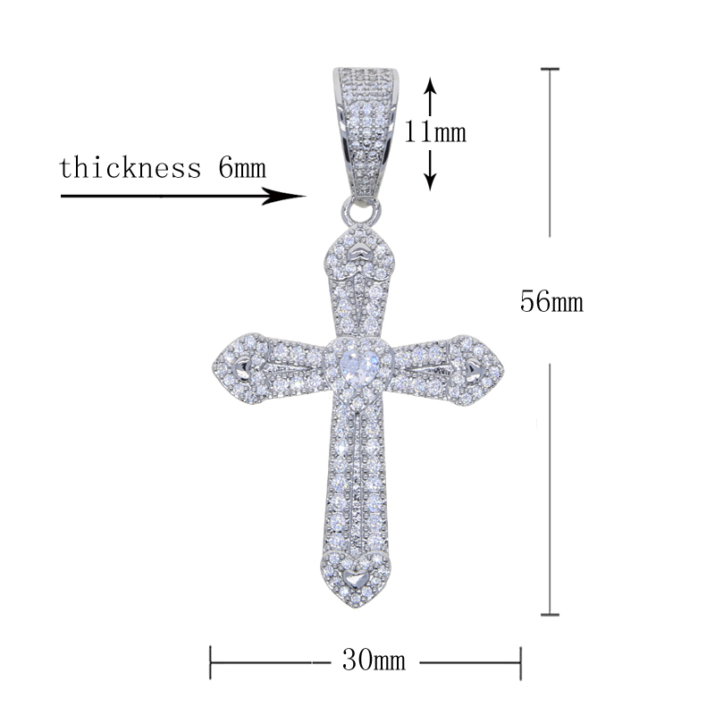 New Designer Cross Shape with Mini Heart Love Charm Pendant Necklace with Rope Chain Hip Hop Women Men Full Paved 5A Cubic Zirconia Boss Men Gift Jewelry