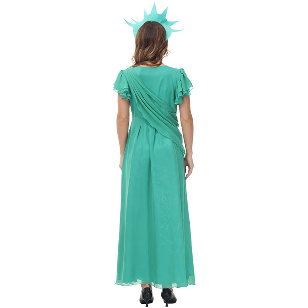 Halloween Statue Of Liberty Cosplay Costume Ancient Rome Women S Robe Stage Performance Suit Makeup Ball Evening Dresses