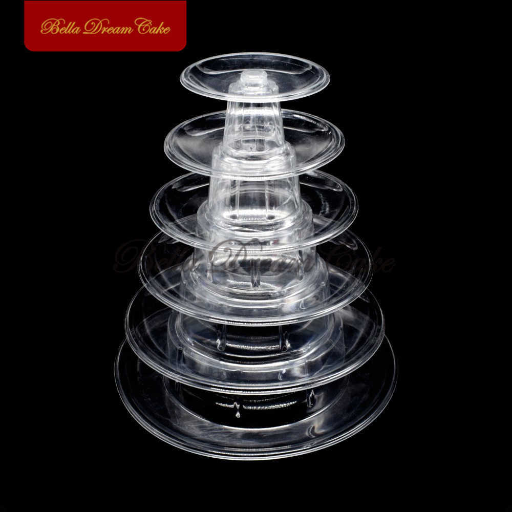 Novo Macaron Display Stand Stand Cupcake Tower Rack Bolo Stands Bandeja PVC para Ferramentas de decoração de bolo de aniversário de casamento Bakeware