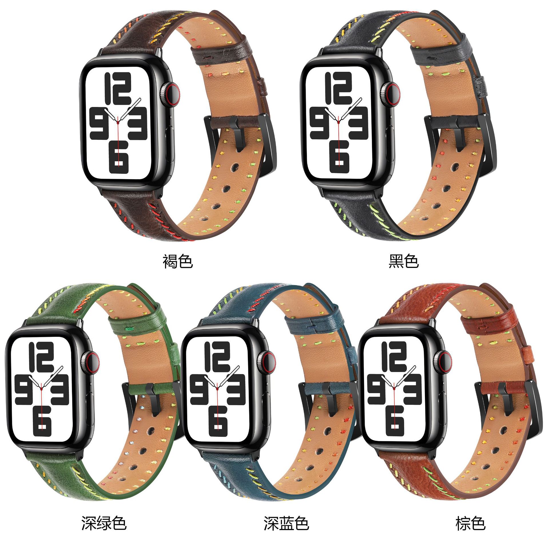 豪華なリアルレザーアップルウォッチバンド38 40 41 42 44 45 49 mm新しい時計ストラップリストバンド用IWATCH 8 7 6 5 4 SE ULTRA 2デザイナーファッションブランドブレスレットウォッチバンド