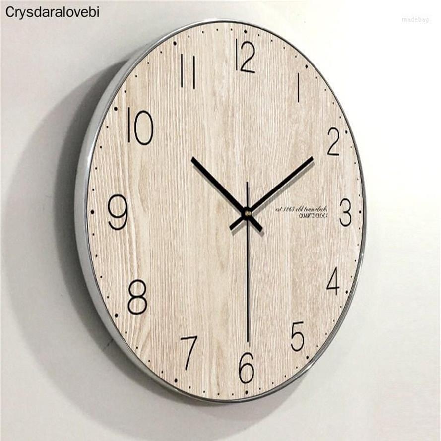 Wandklokken Arabisch Cijfer Ontwerp Ronde Houten Digitale Klok Mode Stille Woonkamer Decor Woondecoratie Horloge Gift272a