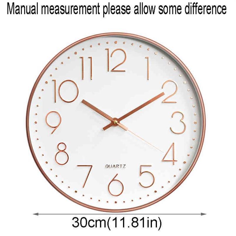 12 Inches Round Mute Digital Scale Wall Clock 3D Living Room Bedroom Walls Clocks Home Rooms Decor Hanging Punch VTMEB1205286z