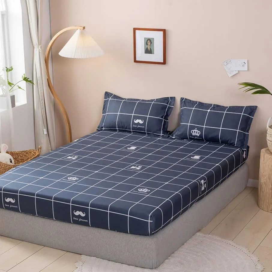 Fashion Design Bed Sheet Trendy Household Mattress Protector Dust Cover Non-slip Bedspread With Pillowcase Bedding Top F0087 210319