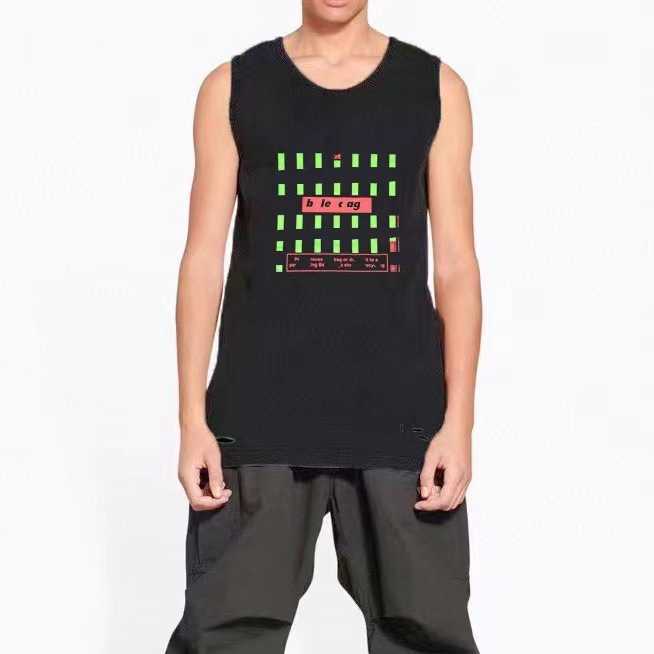 2023 Hochwertiges T-Shirt der neuen Frauen Shirt Differentiate Market Edition Vertical Stripe Printed Sleeve Unisex Casual Sports OS Tank Top