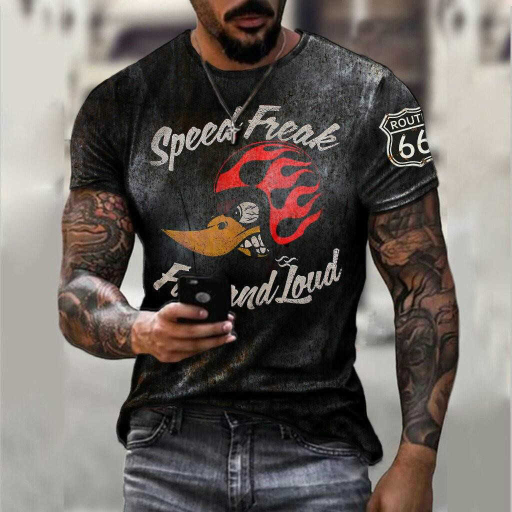 new men's casual round neck short sleeve digital printing slim fit Pullover men's T-shirt