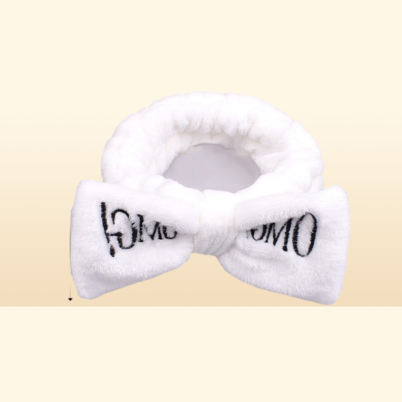 Moda Mektubu OMG Head Bands Kadınlar için Kırvalar Bow Head Band Wash Face Yüz Türban Makyaj Elastik Saç Bantları Mercan Polar Saç Accessorie3937107