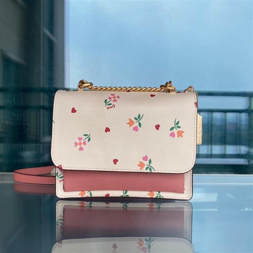 New women's strawberry print organ bag leather chain shoulder messenger MINI small square bag338k