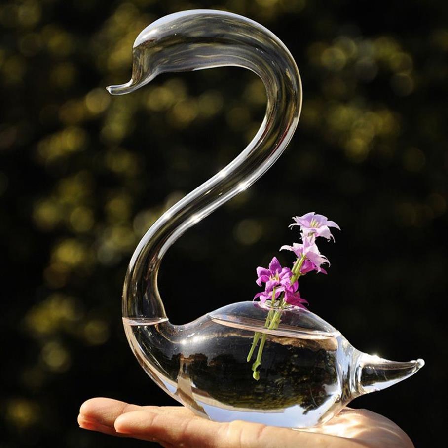 Onnpnnq Swan Glass Floor Vase Decoration Home Glass Terrarium Vase For Wedding Decoration Flower Vases Dekorativ för Homes265C