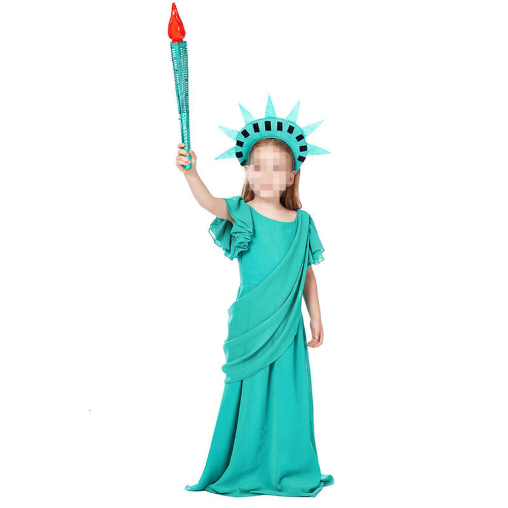 Хэллоуин Статуя Свободы для девочек Косплей Костюм Древнегреческие платья Рождественский подарок Детское платье
