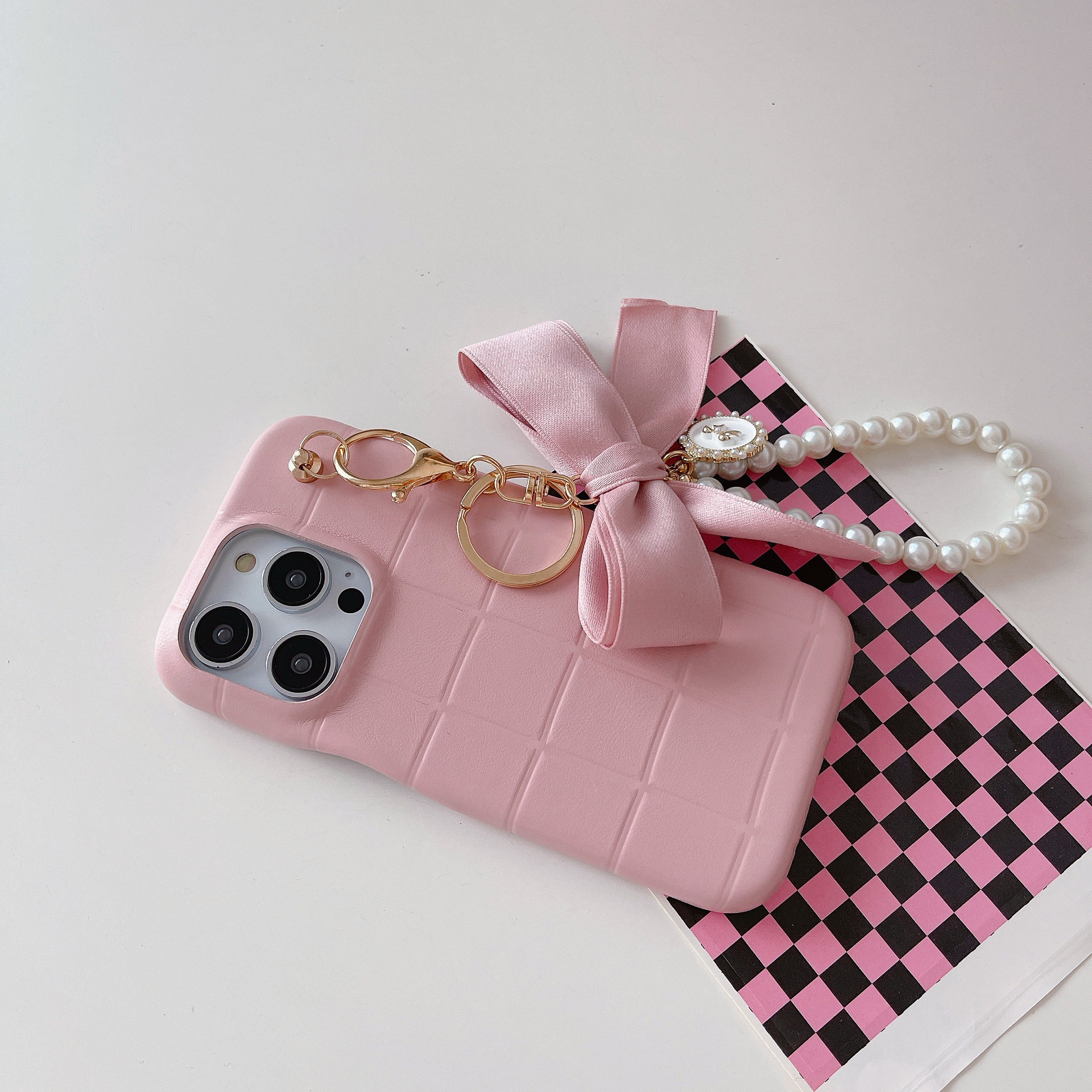 Prinses Pinky Fashion Handtas Cases voor iPhone 13 Pro Max 12 Promax armband Covers iPhone14Pro plus 14Promax Soft Full Cover Camera Protection Shockproof Tassen