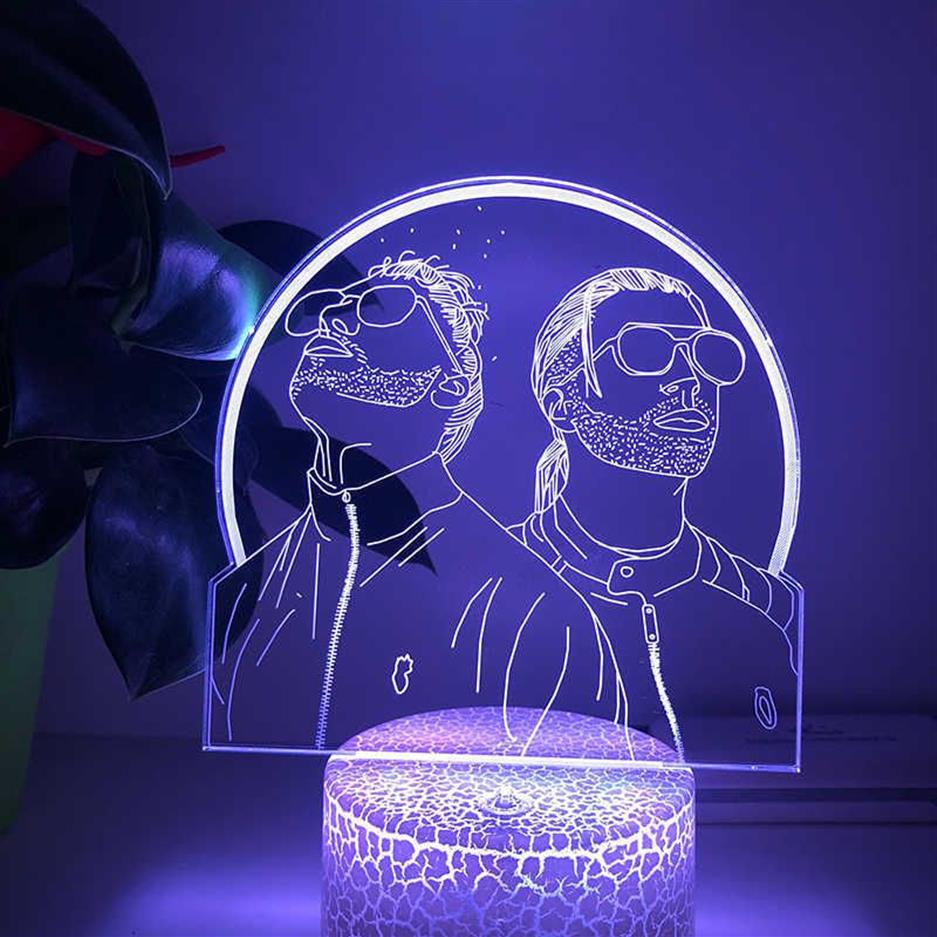 3D LED Night Light French Rap Group PNL Home Decor Camera da letto Cartoon Table i che cambiano Touch Lamp i fan Regali Light H0922271Q