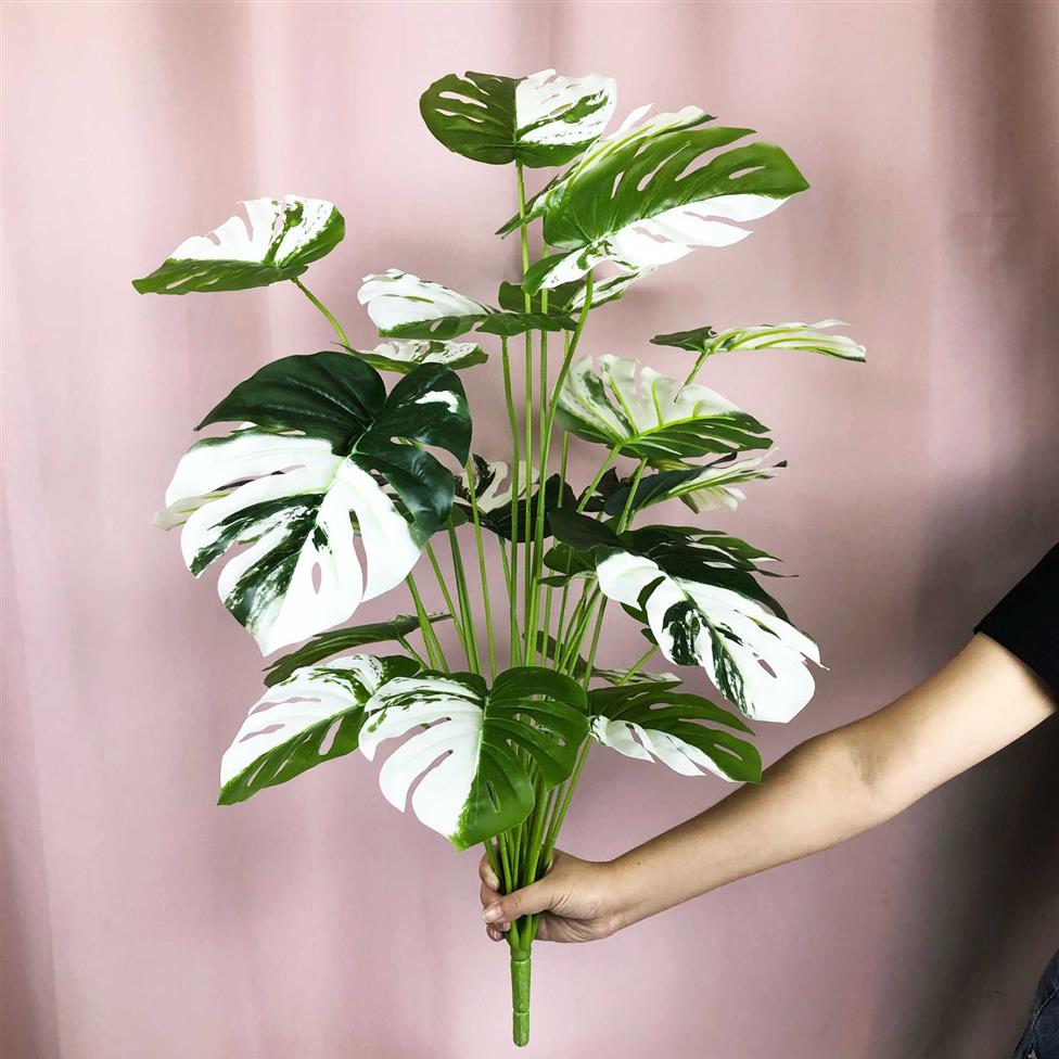 75 cm 24 blad konstgjorda monstera stora tropiska växter riktiga beröring palm lämnar falska plastsköldpaddor lövverk hemmakontor 2106272n