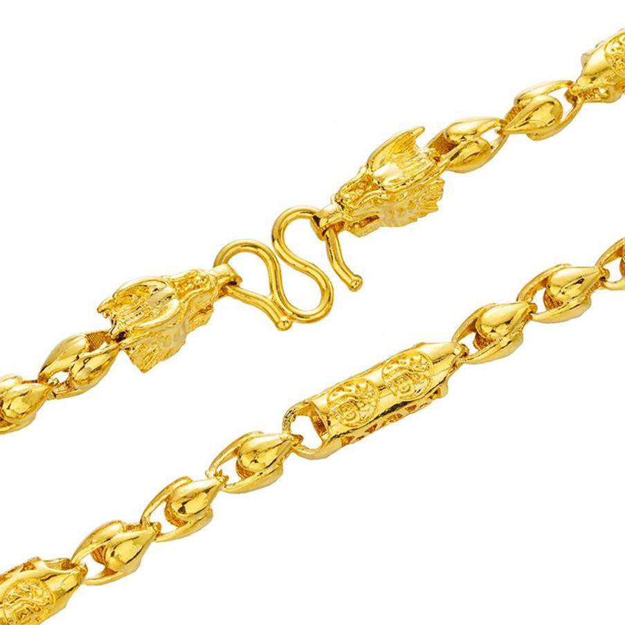 Collier solide Hip Hop perles chaîne en or jaune 18 carats rempli de mode hommes chaîne lien Style Rock bijoux polis 269x