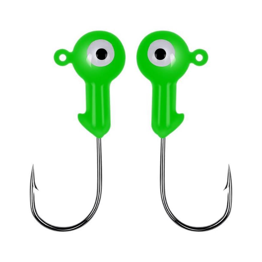 7g / Jig en acier à haute teneur en carbone Big Hook Couleurs Yeux Tackles Mini Plomb Tête ronde Leurres Jigs Bass Single Worm Hooks307z