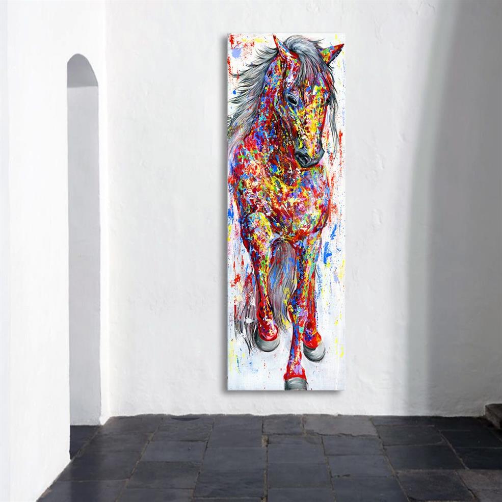 QKART Arte della parete Pittura Stampa su tela Immagine animale Stampe animali Poster Il cavallo in piedi soggiorno Decorazioni la casa Senza cornice LJ306c