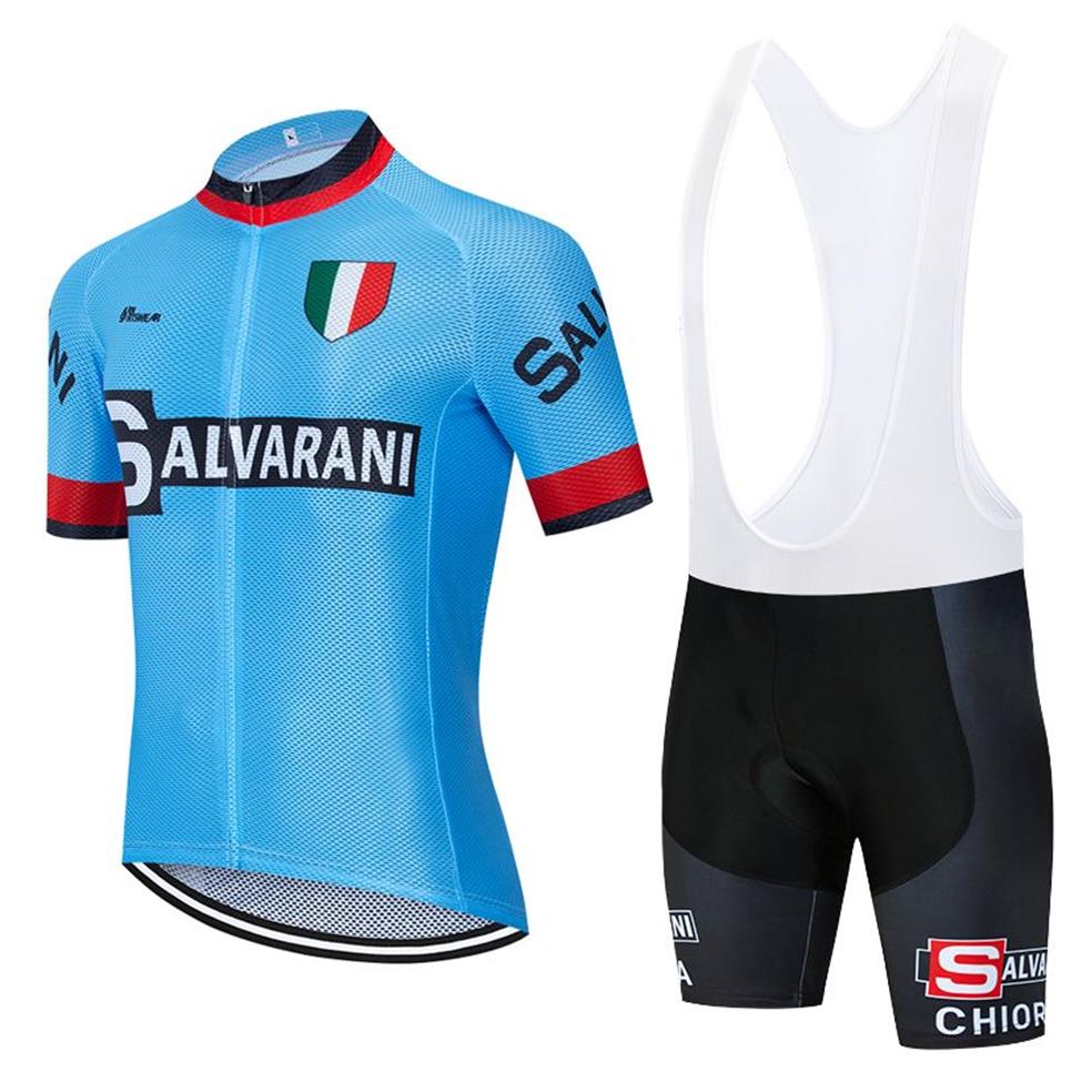 2022 Pro Team Salvarani Vintageサイクリングジャージーセット通気性半袖夏クイックドライクロスMtb Ropa Ciclismo G21735