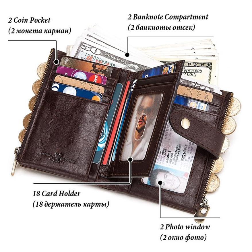 HUMERPAUL Rfid Genuine Cow Leather Wallet Men Coin Purse Male Cuzdan PORTFOLIO Man Portomonee Small Mini Walet Pocket Quality191q