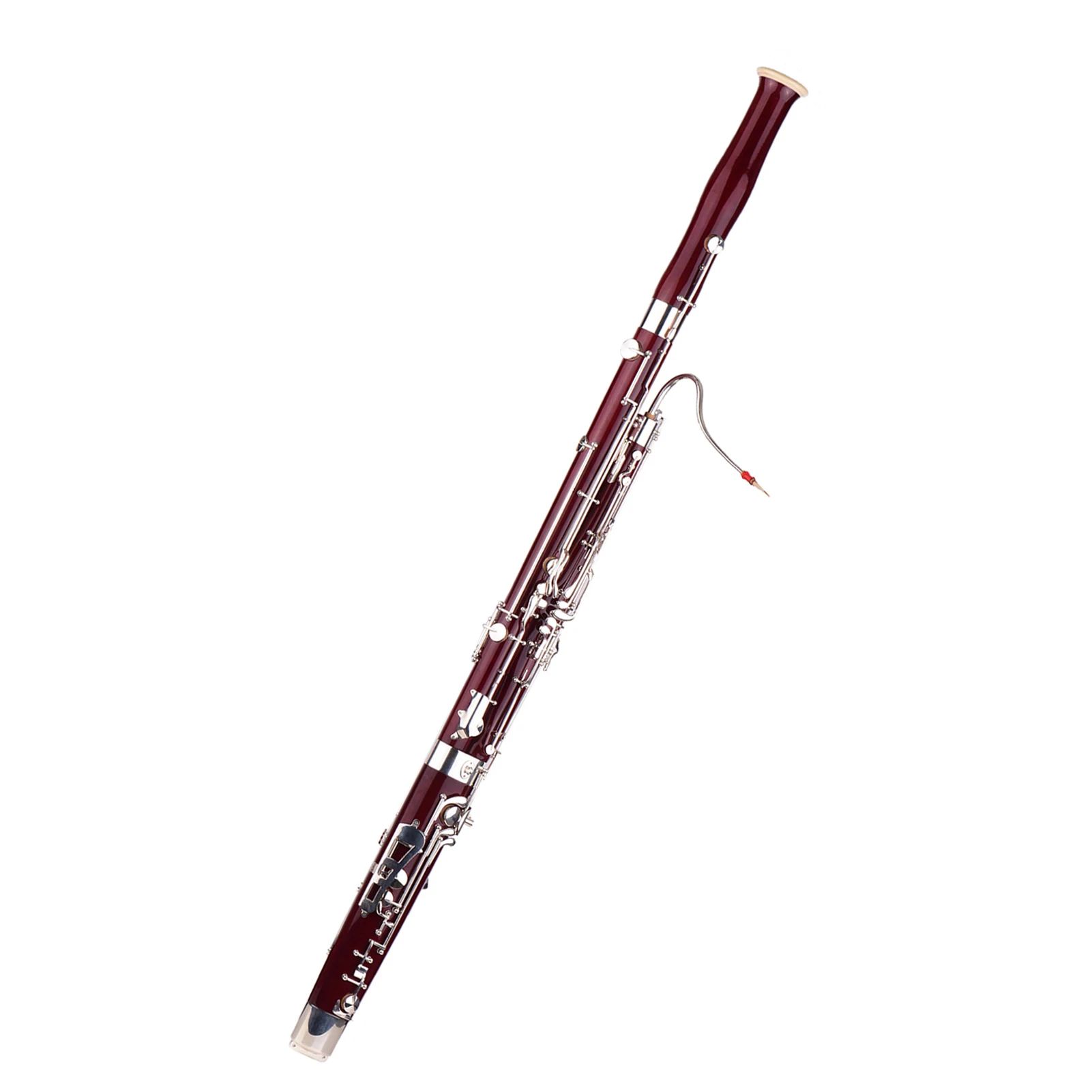 Performance Level Colored Maple Wood Silver Plated Keys C Tone Bassoon with Reed Cleaning Cloth Carrying Case