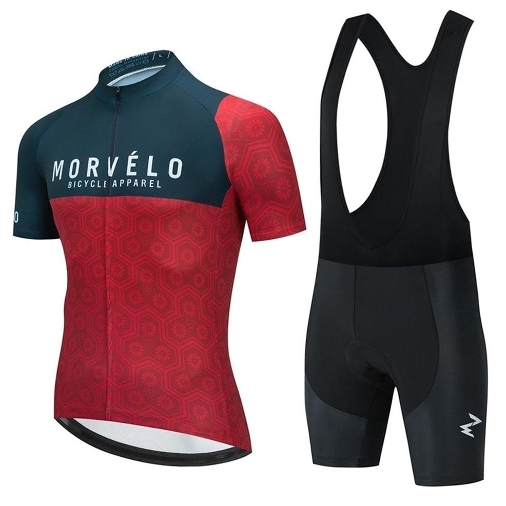 Черный MORVELO Bicycle Team с коротким рукавом Maillot Ciclismo, мужской велосипедный трикотаж, летние дышащие комплекты одежды 220301275B