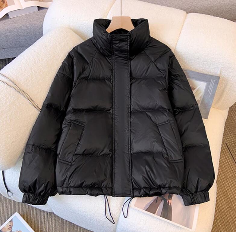 Manteaux d'extérieur pour femmes Manteau d'hiver, veste en duvet et en coton pour femmes, nouveau style occidental pour femmes, dernier style populaire noir à petit col montant, style court