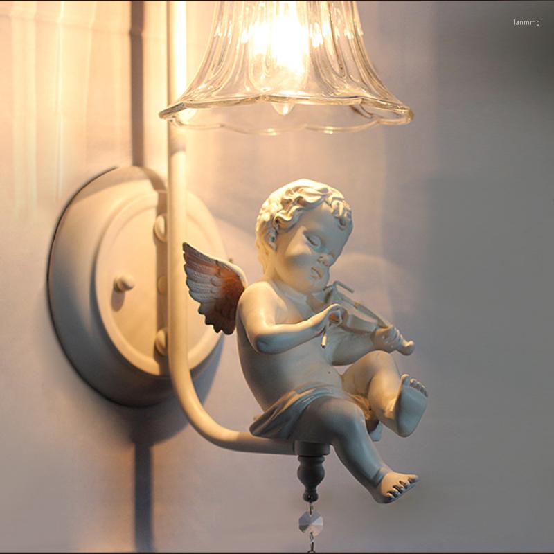 Wall Lamp European Style Light Creative Resin Viool Angel Slaapkamer Decoratief