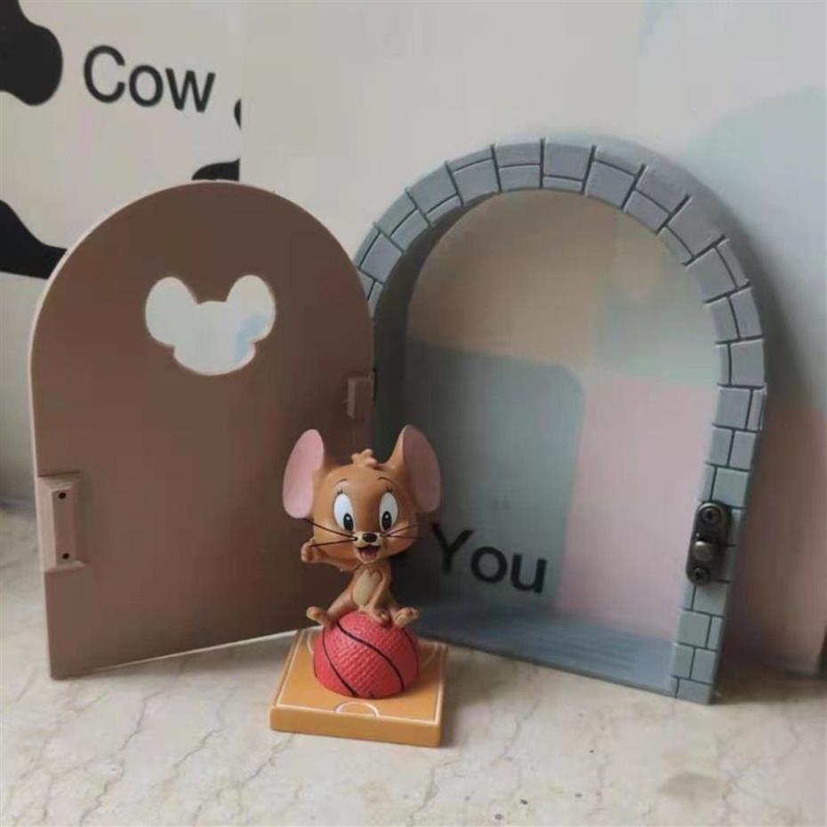 Chat souris Jerrys maison porte prise Protection couverture autocollant mural interrupteur 3D dessin animé mignon Figure Anime enfant chambre décoration cadeau 22042306j