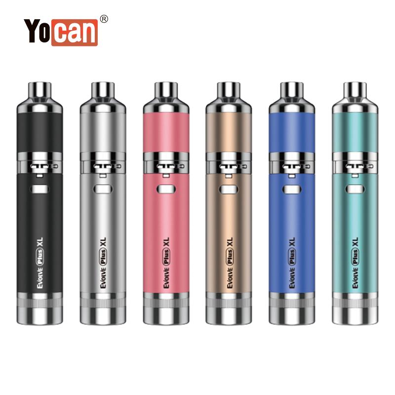 Yocan Evolve Plus XL E Zestaw papierosów 1400MAH Dry Herb Vaporizer Wosk Dab Quad Cewka Regulowana napięcie Vape 6 Kolory 100% Authentic