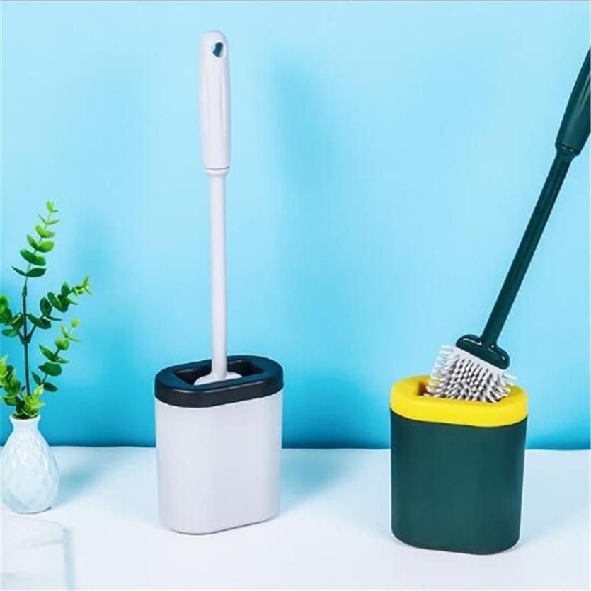 Brosse de nettoyage de toilettes en Silicone, brosse douce à tête plate avec siège fixe à séchage rapide, ensemble d'accessoires de WC cleaning296k