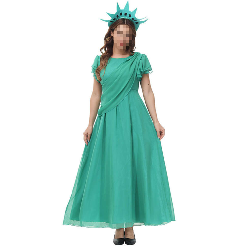 Halloween Statue Of Liberty Cosplay Costume Ancient Rome Women S Robe Stage Performance Suit Makeup Ball Evening Dresses