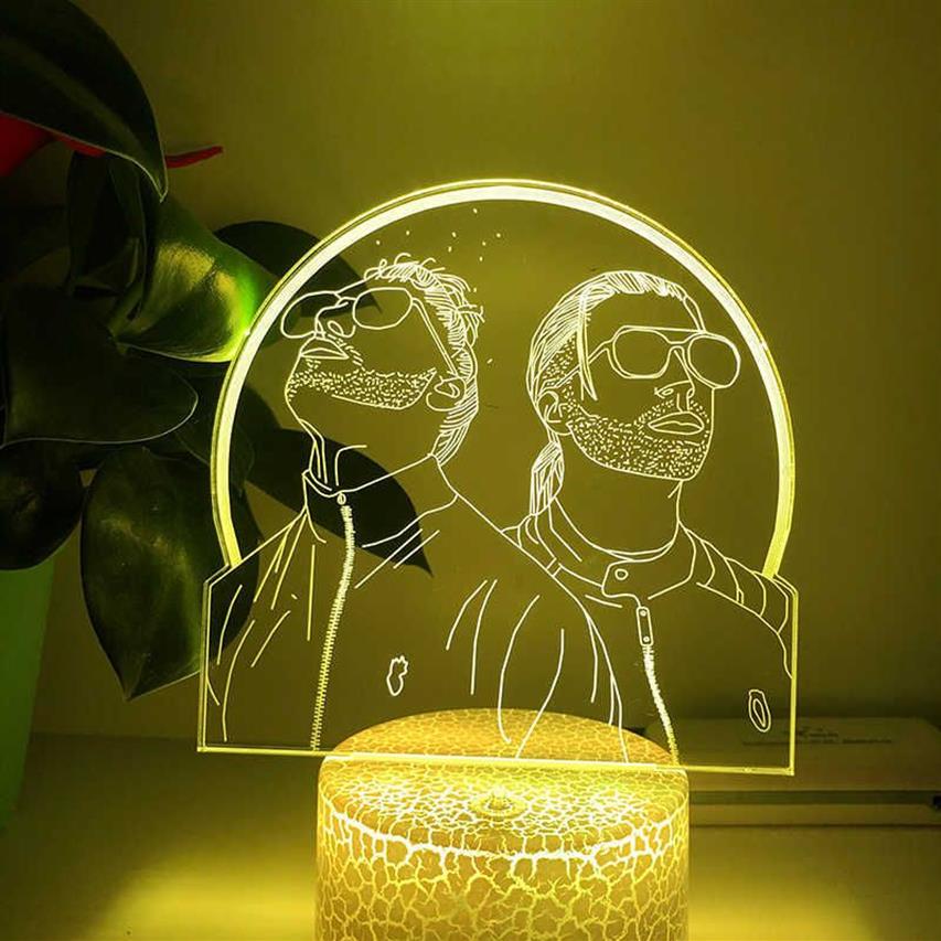 3D LED Night Light French Rap Group PNL Home Decor Camera da letto Cartoon Table i che cambiano Touch Lamp i fan Regali Light H0922271Q