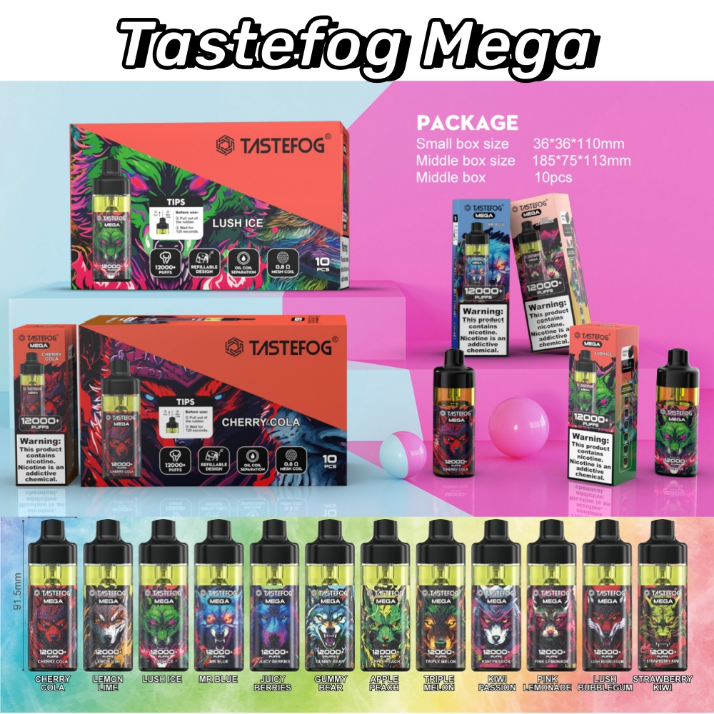 La UE TASTEFOG vendedora caliente 12000 sopla Vape disponible mega 12K Vape con la luz del RGB LED